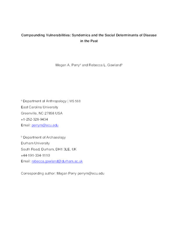 Compounding vulnerabilities: Syndemics and the social determinants of disease in the past Thumbnail