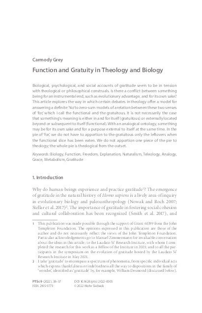 Function and Gratuity in Theology and Biology Thumbnail