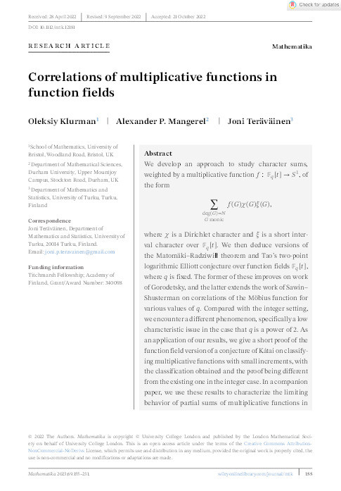 Correlations of multiplicative functions in function fields Thumbnail