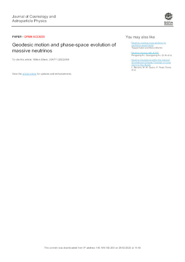 Geodesic motion and phase-space evolution of massive neutrinos Thumbnail