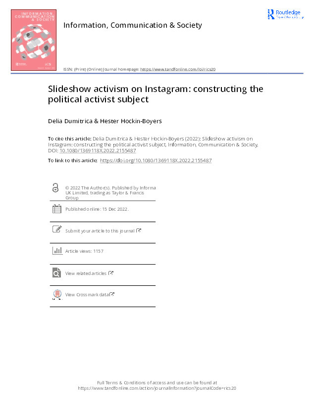 Slideshow activism on Instagram: Constructing the political activist subject Thumbnail