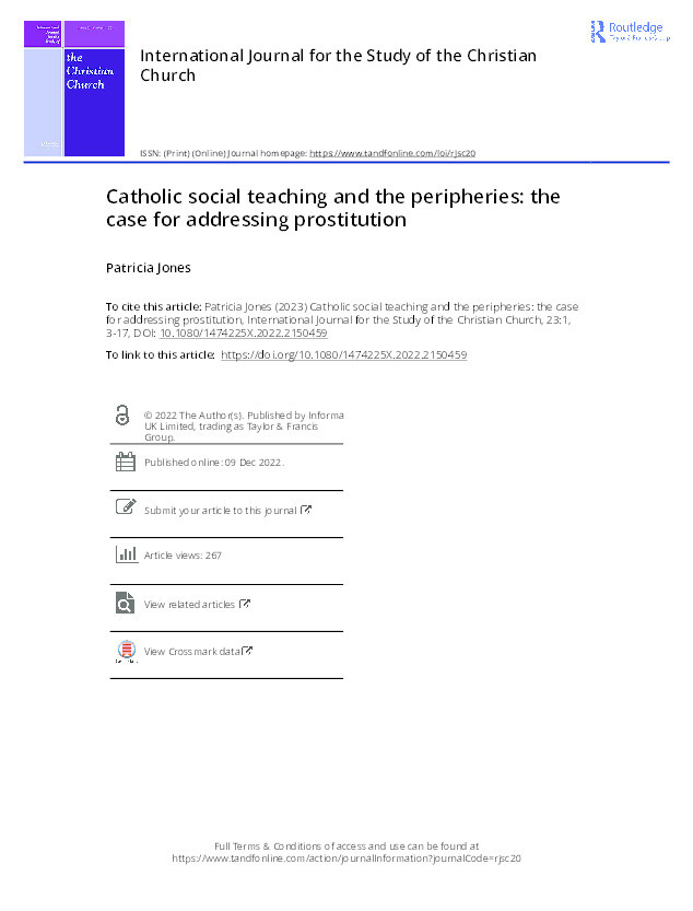 Catholic social teaching and the peripheries: the case for addressing prostitution Thumbnail