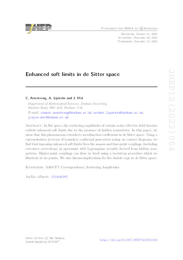 Enhanced soft limits in de Sitter space Thumbnail