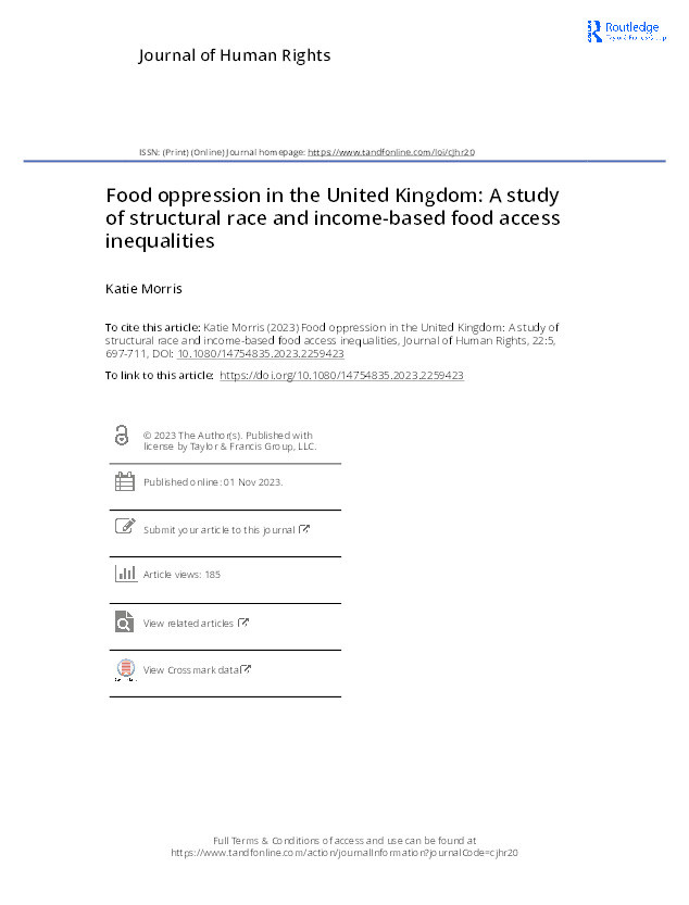 Food oppression in the United Kingdom: A study of structural race and income-based food access inequalities Thumbnail