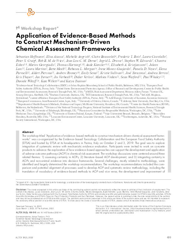 Application of evidence-based methods to construct mechanism-driven chemical assessment frameworks Thumbnail