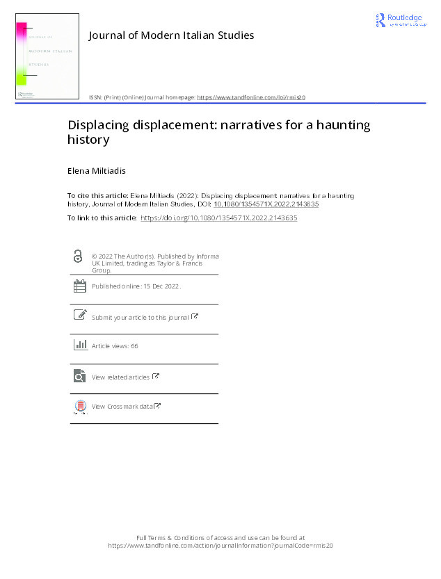 Displacing displacement: narratives for a haunting history Thumbnail