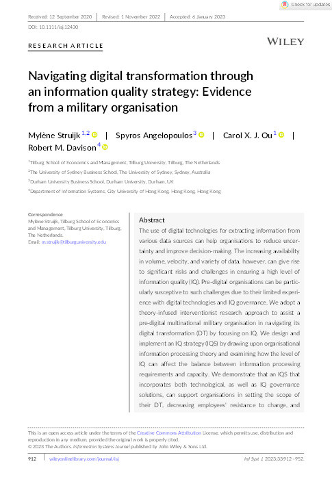 Navigating Digital Transformation through an Information Quality Strategy: Evidence from a Military Organization Thumbnail
