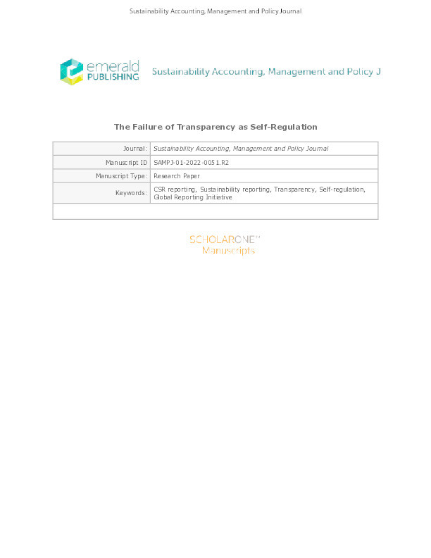 The Failure of Transparency as Self-Regulation Thumbnail