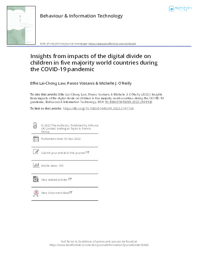 Insights from impacts of the digital divide on children in five majority world countries during the COVID-19 pandemic Thumbnail