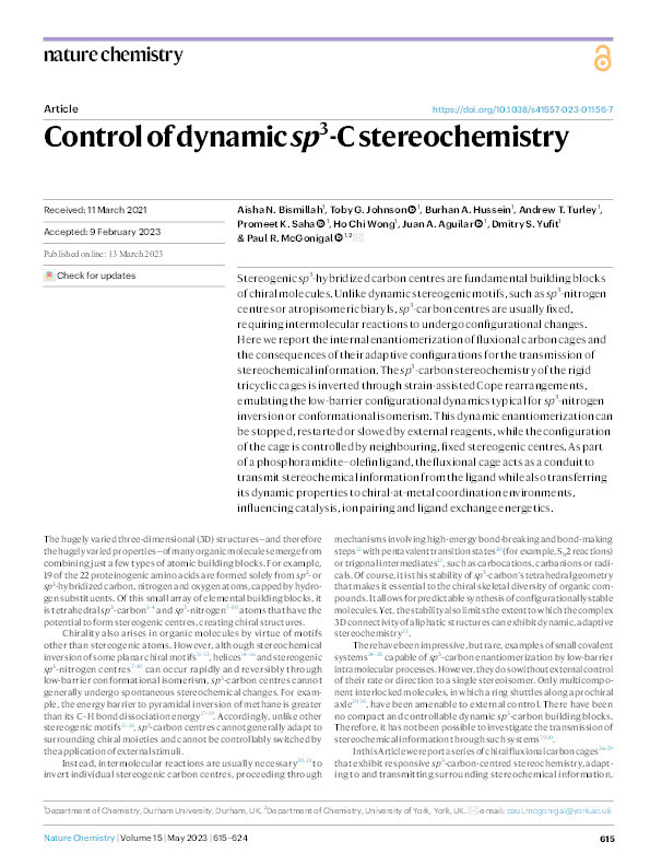 Control of Dynamic sp3-C Stereochemistry Thumbnail