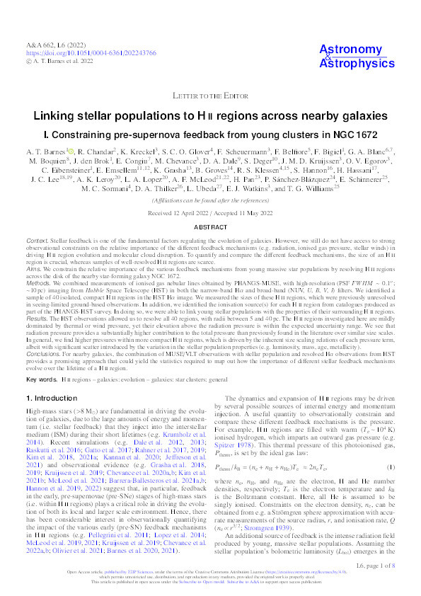 Linking stellar populations to H II regions across nearby galaxies Thumbnail