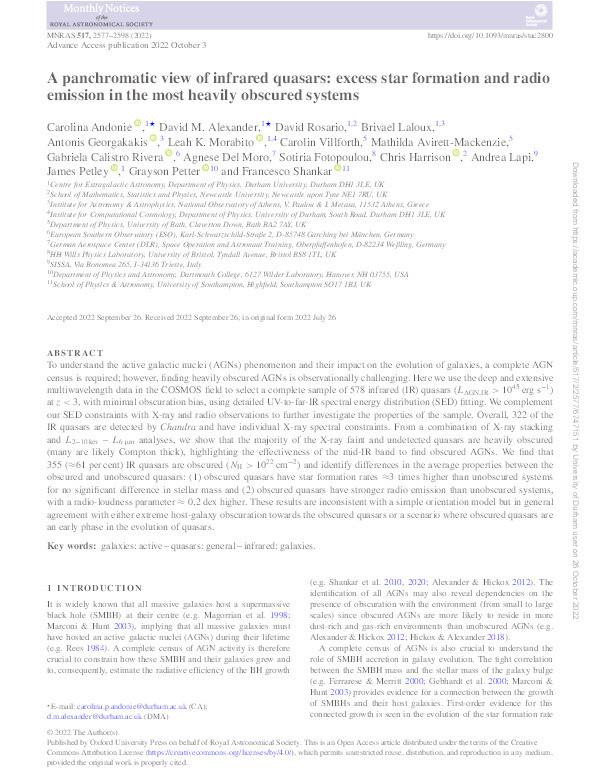 A panchromatic view of infrared quasars: excess star formation and radio emission in the most heavily obscured systems Thumbnail