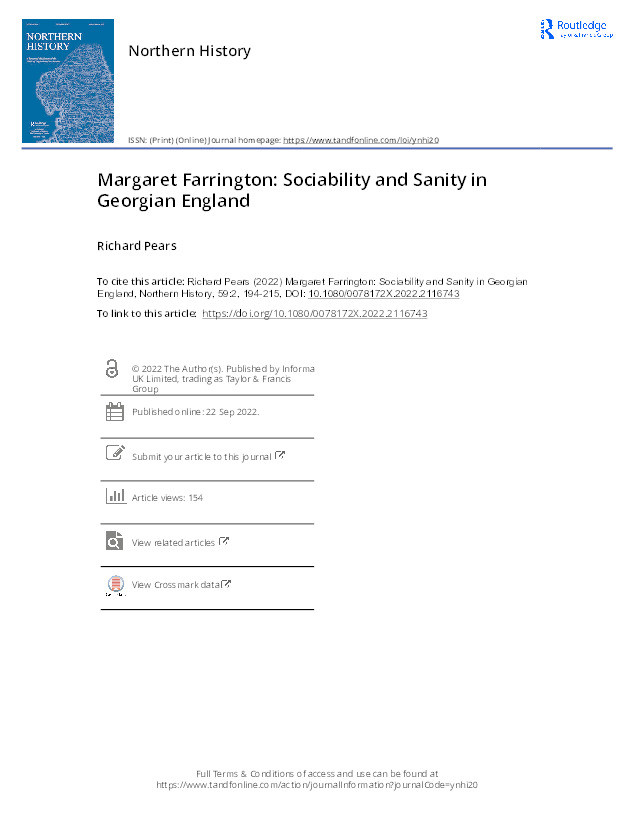 Margaret Farrington: Sociability and Sanity in Georgian England Thumbnail