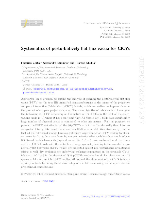 Systematics of perturbatively flat flux vacua for CICYs Thumbnail