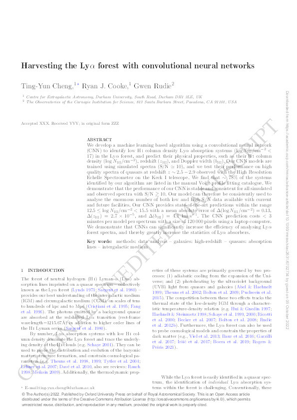 Harvesting the Lyα forest with convolutional neural networks Thumbnail