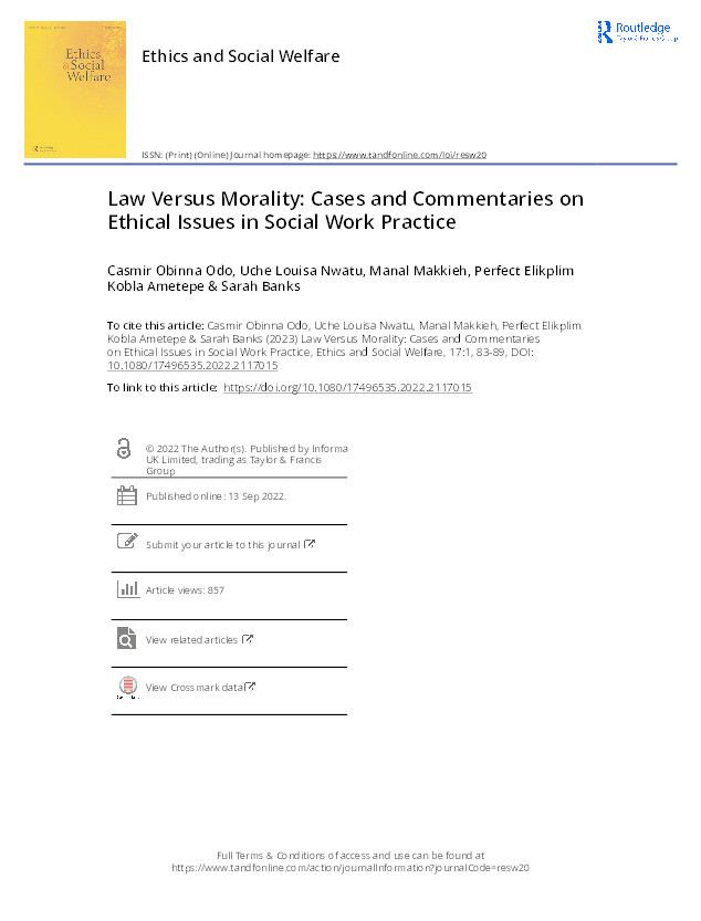 Law Versus Morality: Cases and Commentaries on Ethical Issues in Social Work Practice Thumbnail