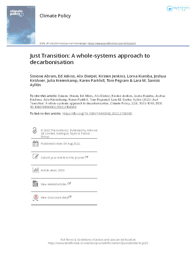 Just Transition: A whole-systems approach to decarbonisation Thumbnail