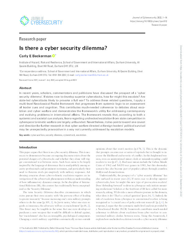 Is there a cyber security dilemma? Thumbnail