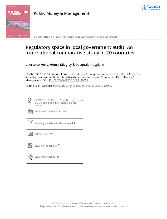 Regulatory space in local government audit: An international comparative study of 20 countries Thumbnail