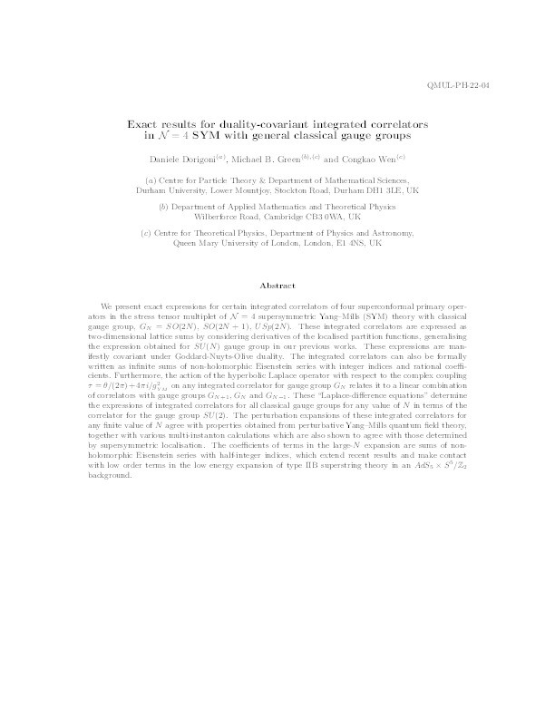 Exact results for duality-covariant integrated correlators in N=4 SYM with general classical gauge groups Thumbnail