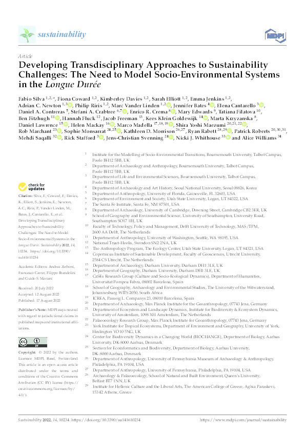 Developing Transdisciplinary Approaches to Sustainability Challenges: The Need to Model Socio-Environmental Systems in the Longue Durée Thumbnail