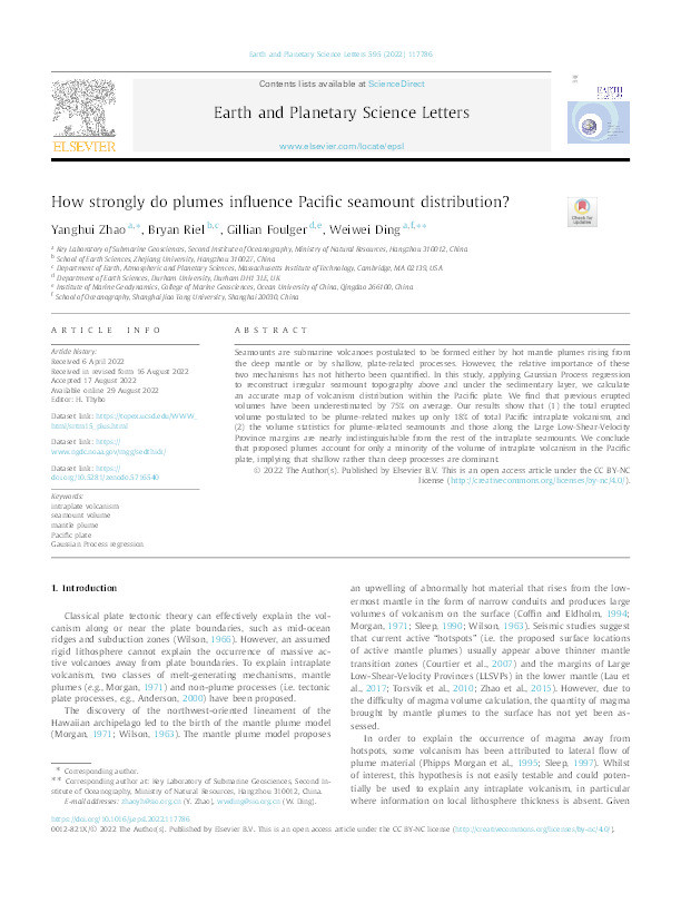 How strongly do plumes influence Pacific seamount distribution? Thumbnail