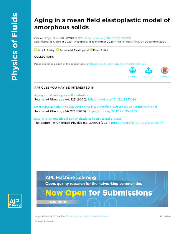 Aging in a mean field elastoplastic model of amorphous solids Thumbnail