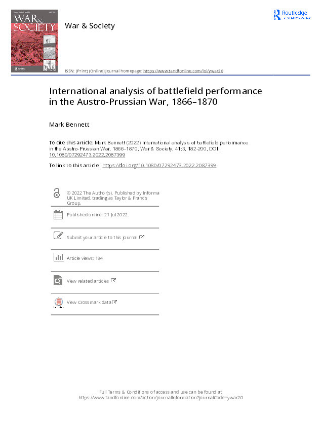 International analysis of battlefield performance in the Austro-Prussian War, 1866–1870 Thumbnail