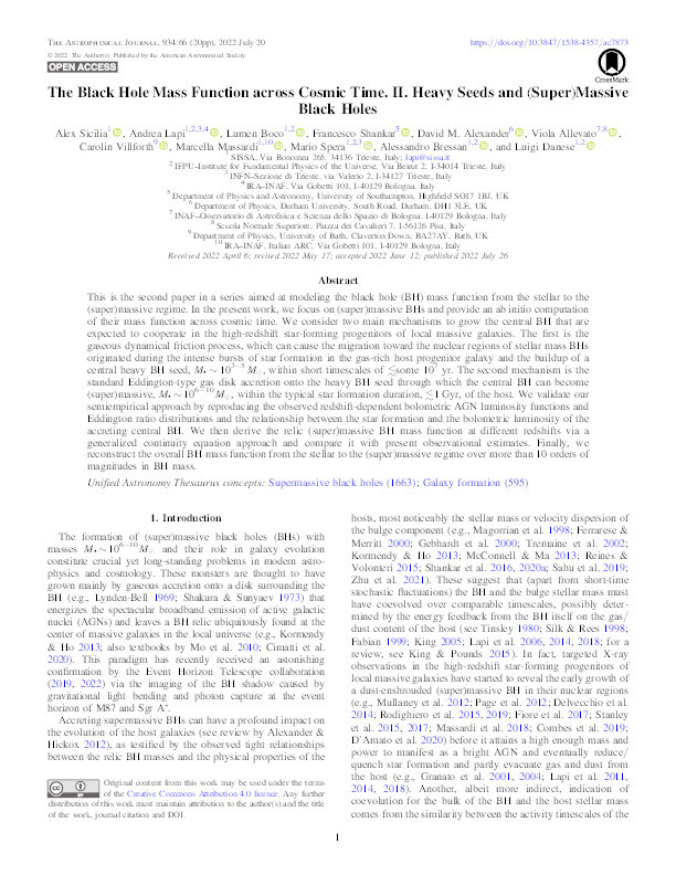 The Black Hole Mass Function across Cosmic Time. II. Heavy Seeds and (Super)Massive Black Holes Thumbnail