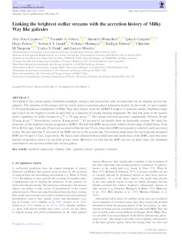 Linking the brightest stellar streams with the accretion history of Milky Way like galaxies Thumbnail