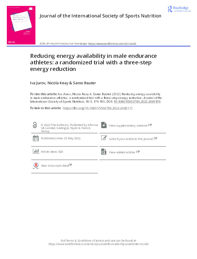 Reducing energy availability in male endurance athletes: a randomized trial with a three-step energy reduction Thumbnail