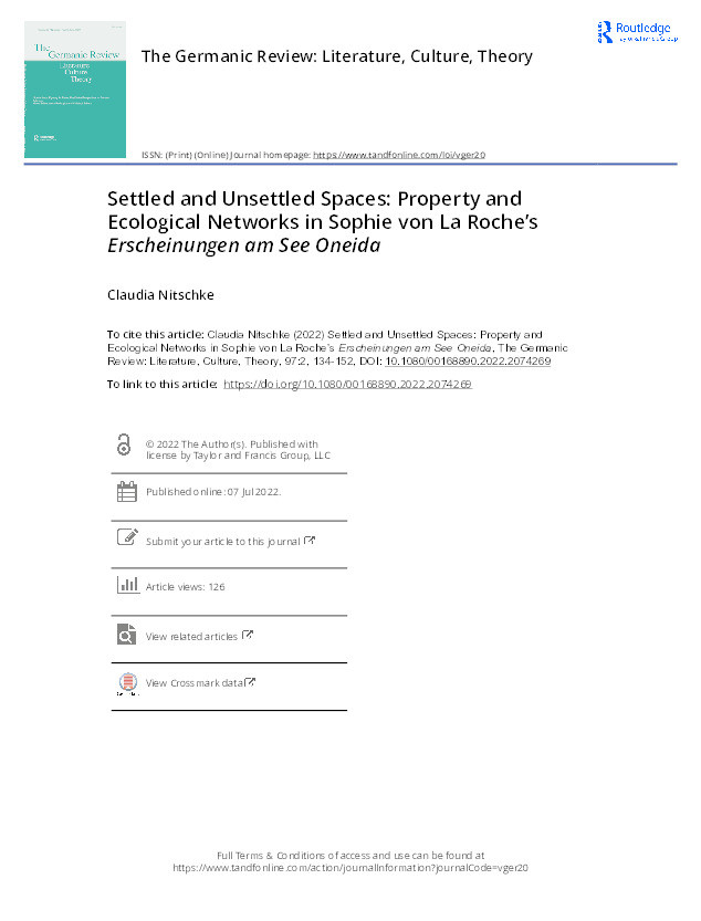 Settled and Unsettled Spaces: Property and Ecological Networks in Sophie von La Roche’s Erscheinungen am See Oneida Thumbnail