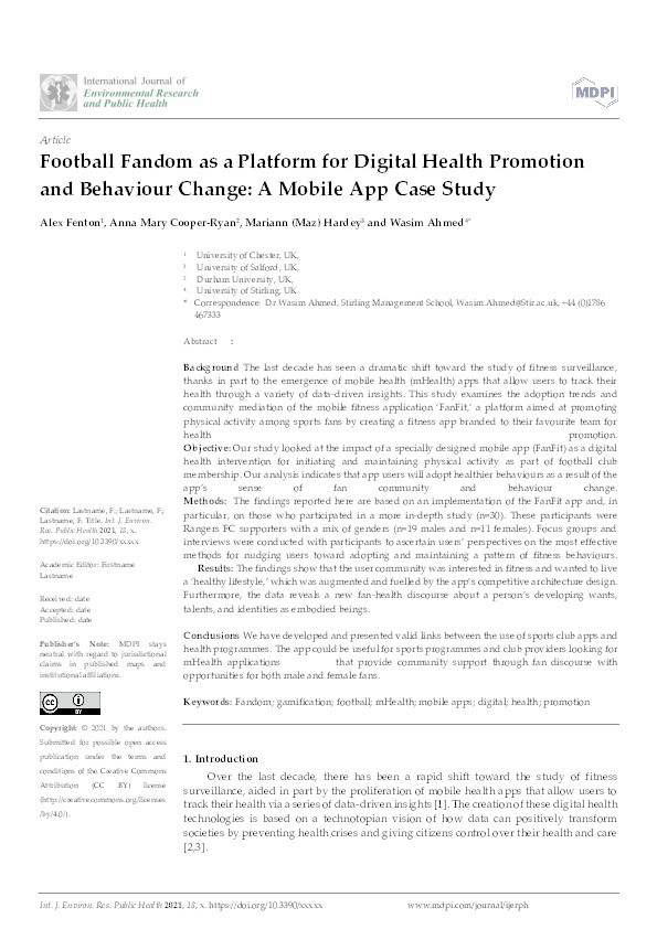 Football Fandom as a Platform for Digital Health Promotion and Behaviour Change: A Mobile App Case Study Thumbnail