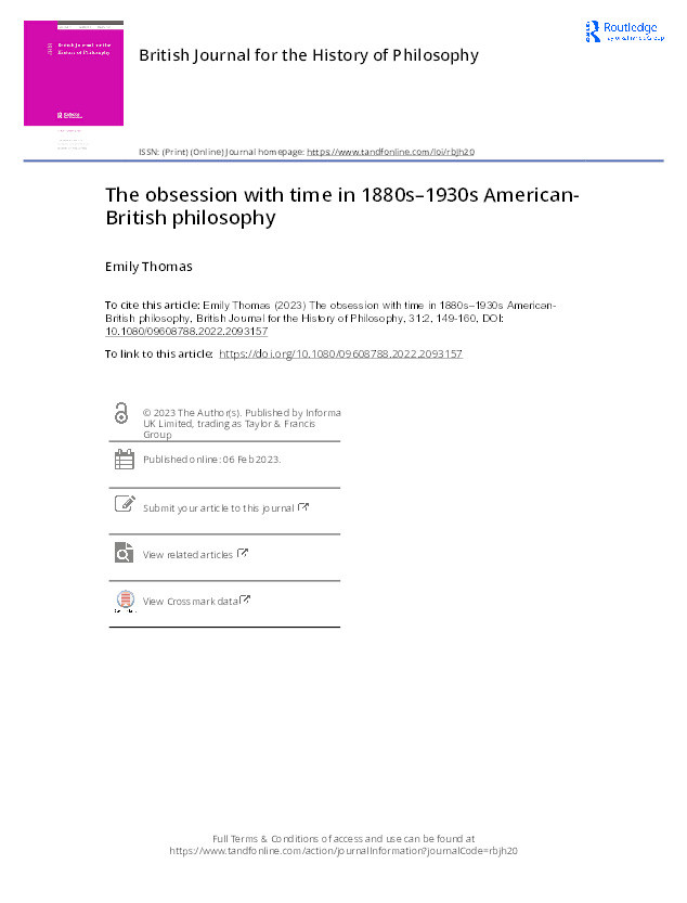 The Obsession with Time in 1880s-1930s American-British Philosophy Thumbnail