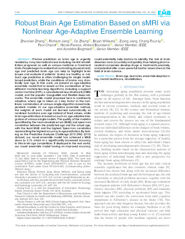 Robust Brain Age Estimation based on sMRI via Nonlinear Age-Adaptive Ensemble Learning Thumbnail