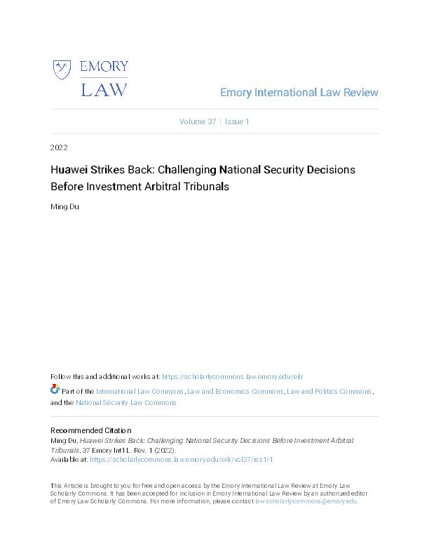 Huawei Strikes Back: Challenging National Security Decisions before Investment Arbitral Tribunals Thumbnail