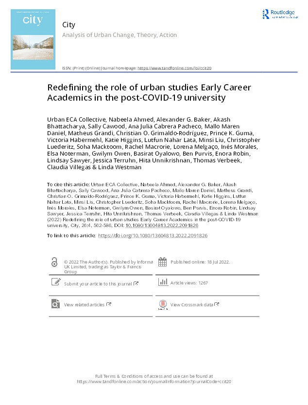 Redefining the role of urban studies Early Career Academics in the post-COVID-19 university Thumbnail