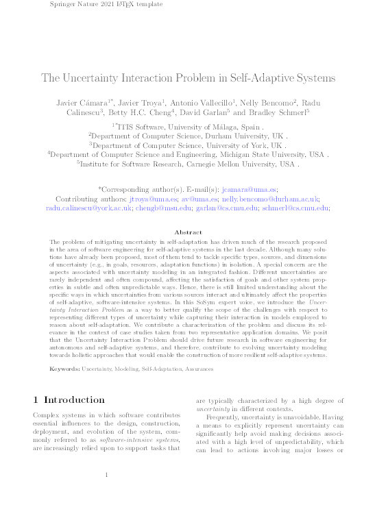 The Uncertainty Interaction Problem in Self-Adaptive Systems Thumbnail