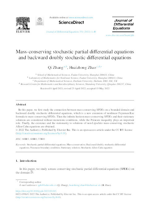 Mass-conserving stochastic partial differential equations and backward doubly stochastic differential equations Thumbnail