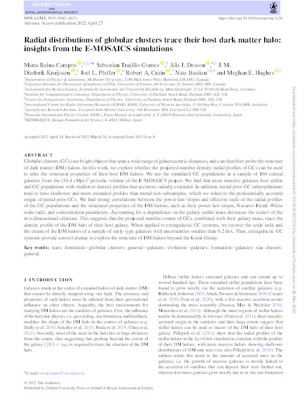 Radial distributions of globular clusters trace their host dark matter halo: insights from the E-MOSAICS simulations Thumbnail