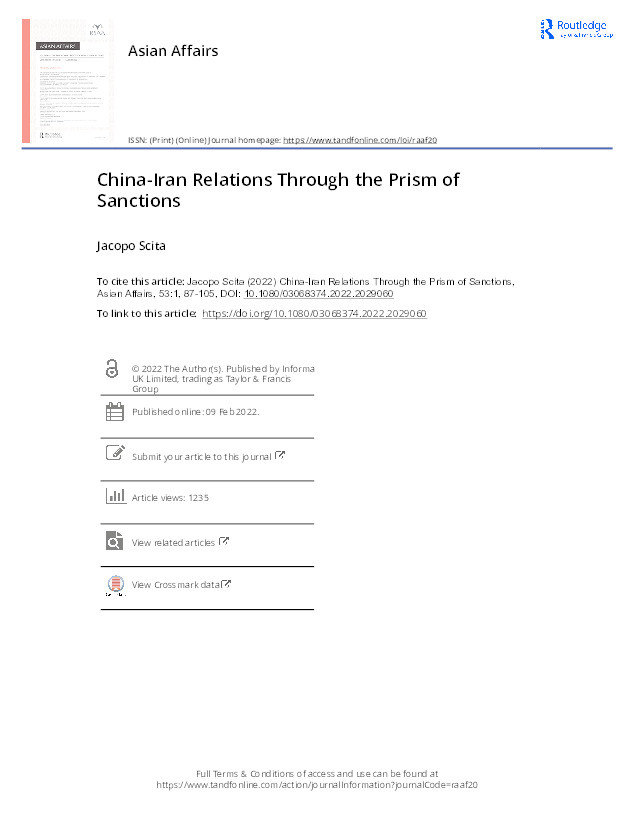 China-Iran Relations Through the Prism of Sanctions Thumbnail