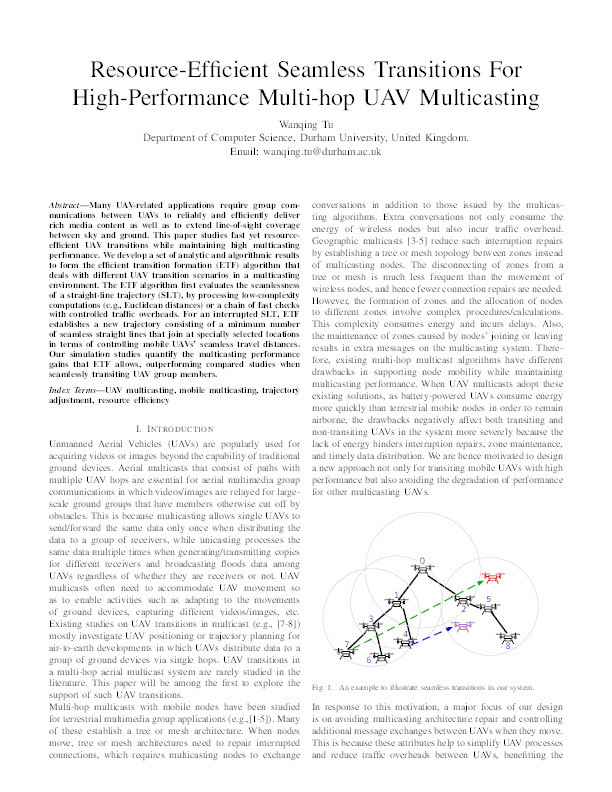 Resource-Efficient Seamless Transitions For High-Performance Multi-hop UAV Multicasting Thumbnail