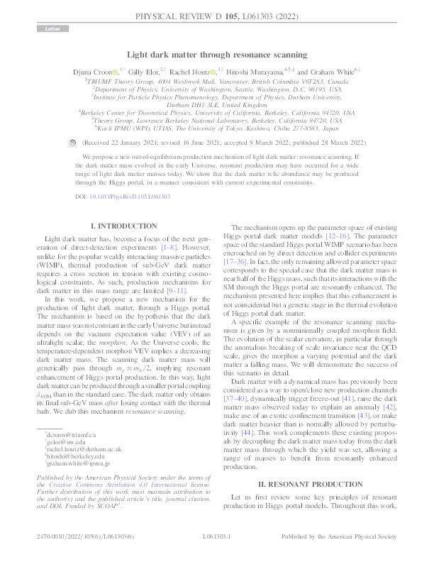 Light dark matter through resonance scanning Thumbnail