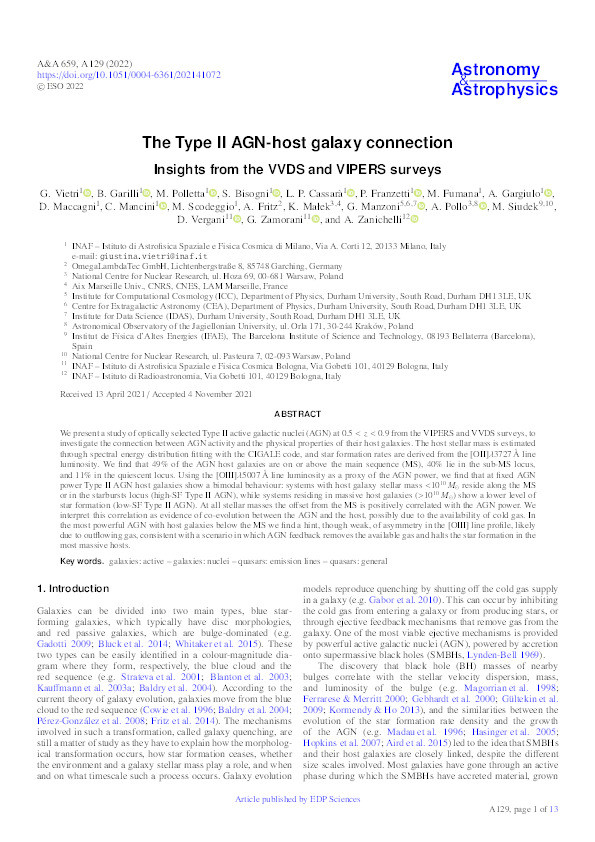 The Type II AGN-host galaxy connection: Insights from the VVDS and VIPERS surveys Thumbnail