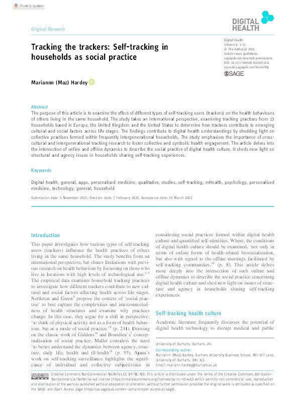 Tracking the Trackers: Self-Tracking in Households as Social Practice Thumbnail