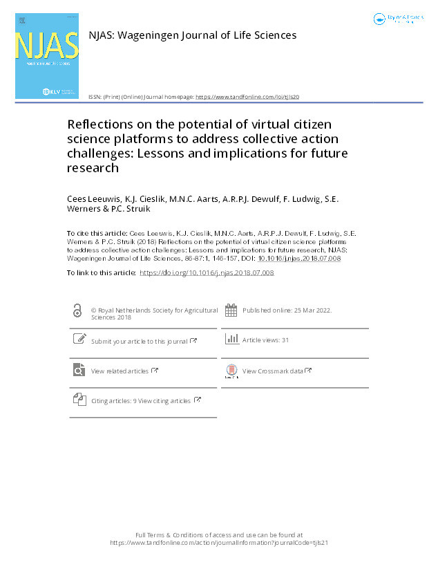 Reflections on the potential of virtual citizen science platforms to address collective action challenges: Lessons and implications for future research Thumbnail