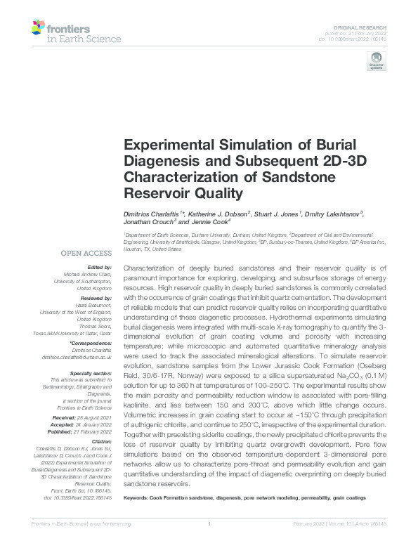 Experimental Simulation of Burial Diagenesis and Subsequent 2D-3D Characterization of Sandstone Reservoir Quality Thumbnail