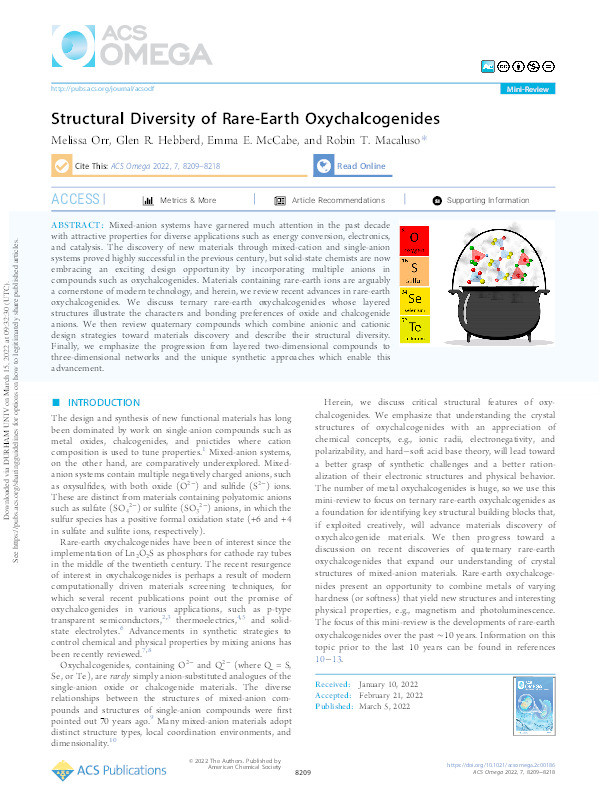 Structural Diversity of Rare-Earth Oxychalcogenides Thumbnail