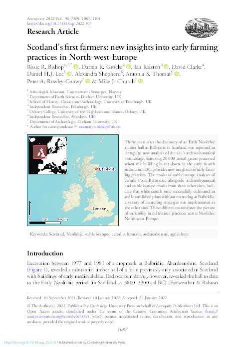 Scotland’s first farmers: new insights into early farming practices in north-west Europe Thumbnail