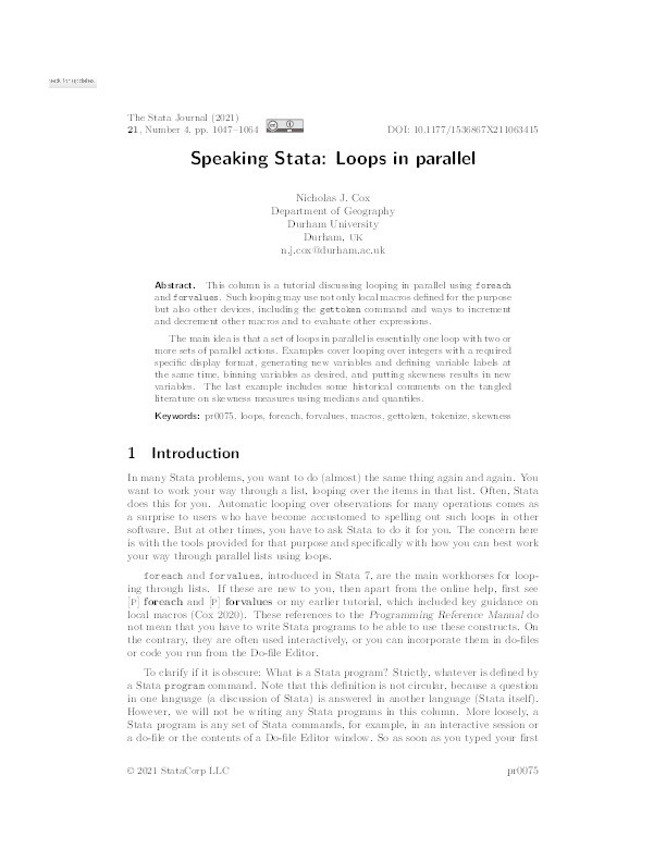 Speaking Stata: Loops in parallel Thumbnail